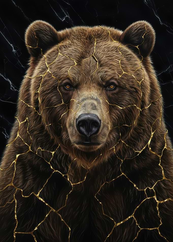 Kintsugi Bear with Golden Cracks