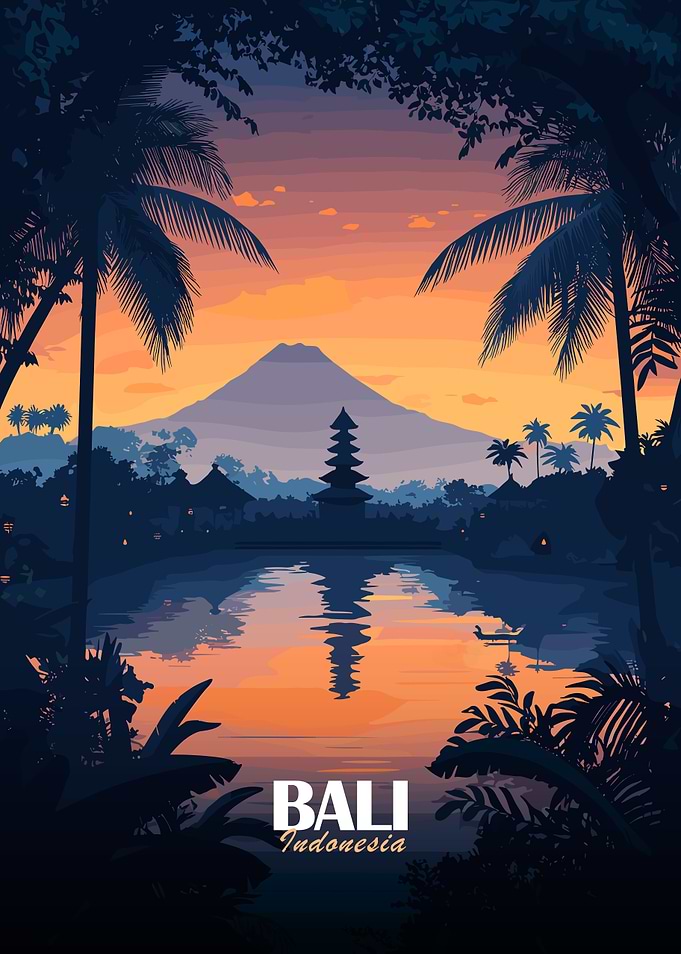 Bali Indonesia Sunset Landscape