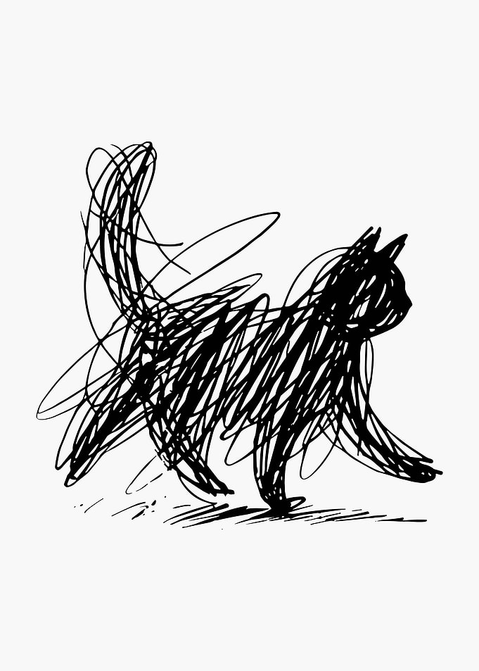 Scribbled Black Cat Illustration