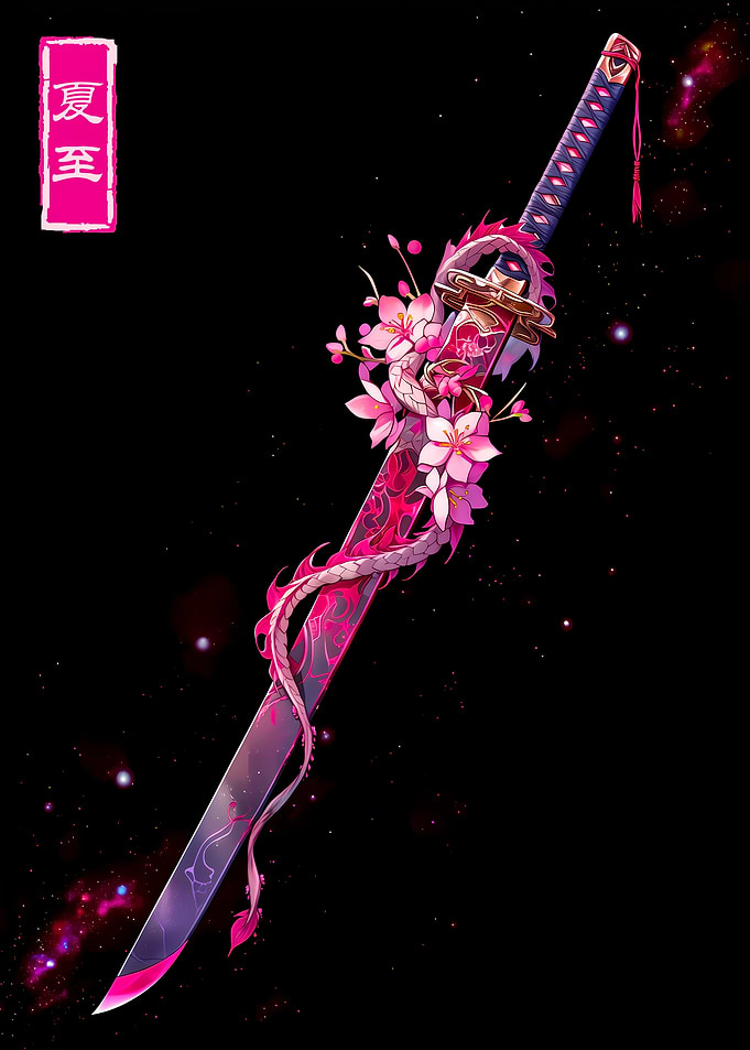 Dragon and Cherry Blossom Katana