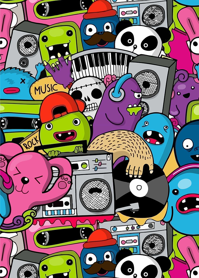 Doodle Monsters and Music Equipment