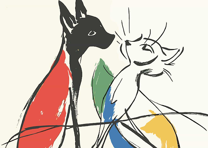 Stylized Dog and Cat Illustration