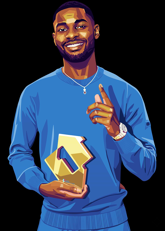 Dave holding a number 1 award