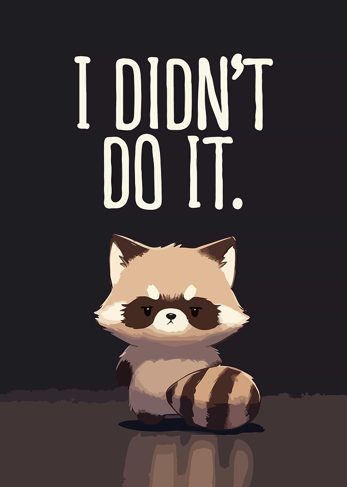 Cute Raccoon Says I Didn't Do It Art