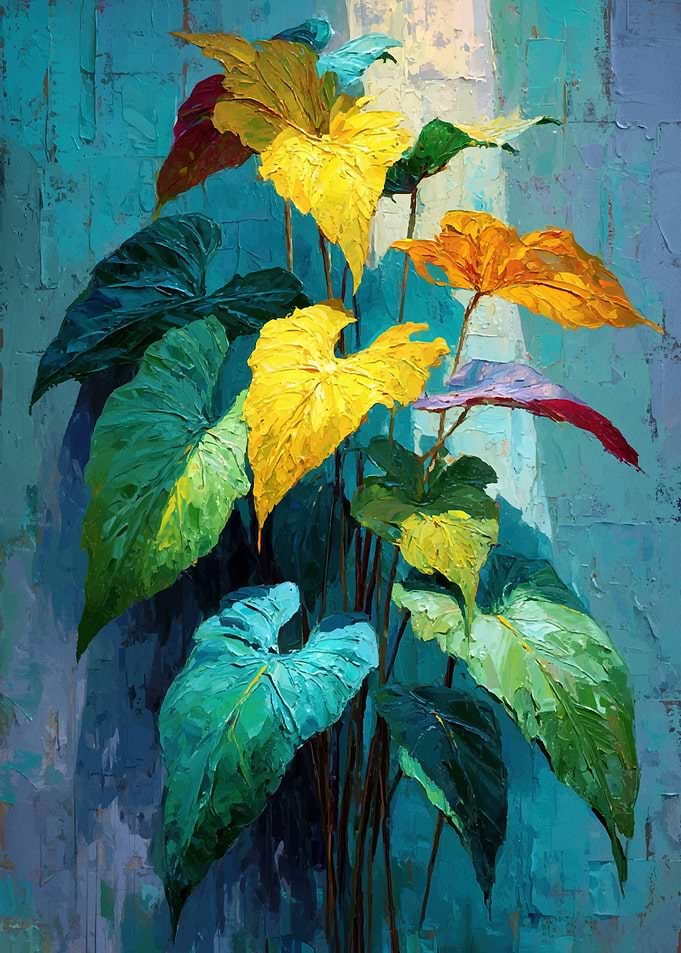Vibrant Tropical Leaves Painting
