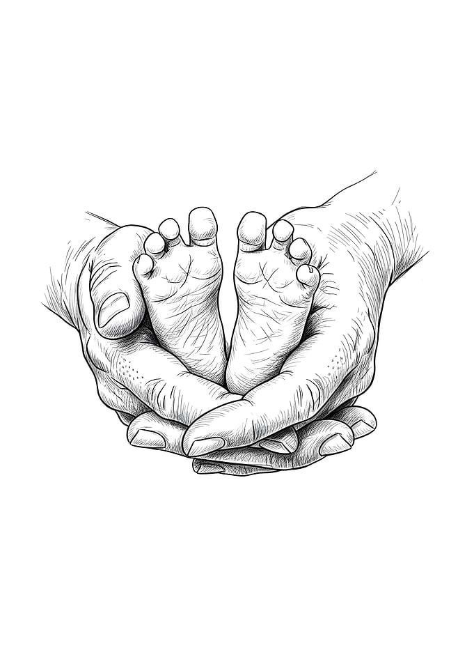 Baby Feet Held in Hands