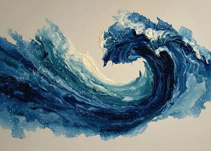 Abstract Blue Wave Painting