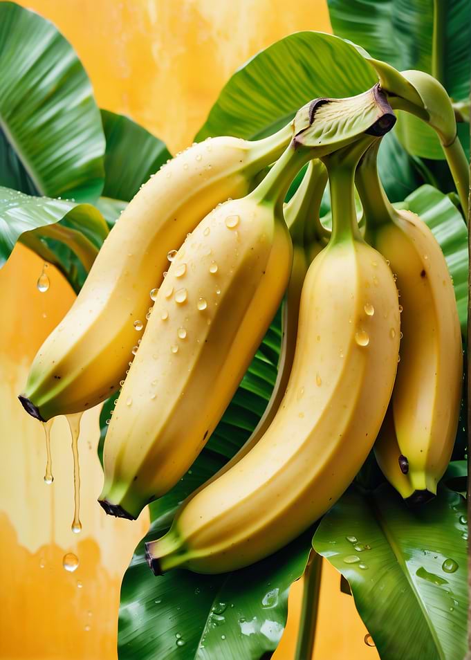Bunch of Bananas with Water Droplets