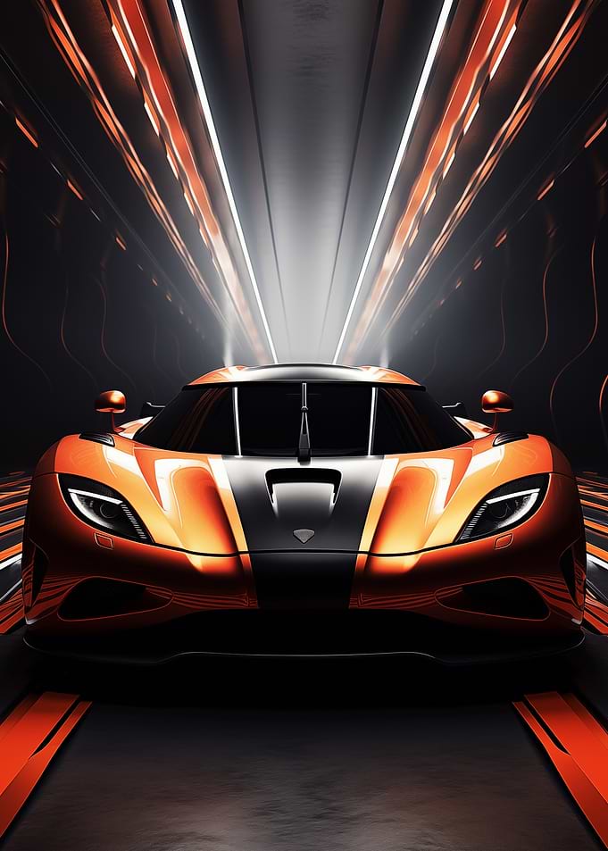 Orange Sports Car in Tunnel