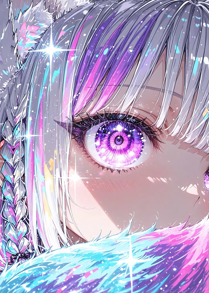 Anime Girl with Purple Eyes and Braids