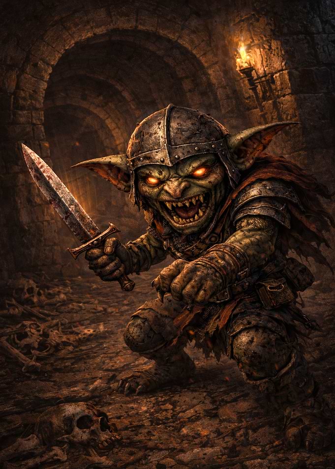 Fierce Goblin Warrior in Dungeon