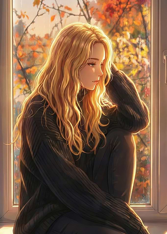 Woman by Autumn Window
