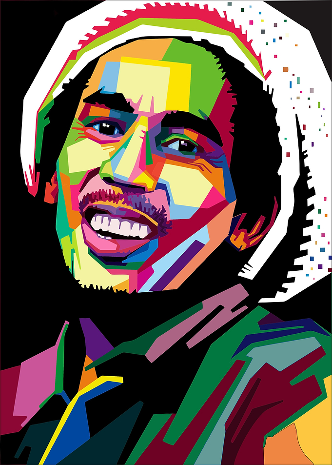 Colorful Pop Art Portrait of Bob Marley