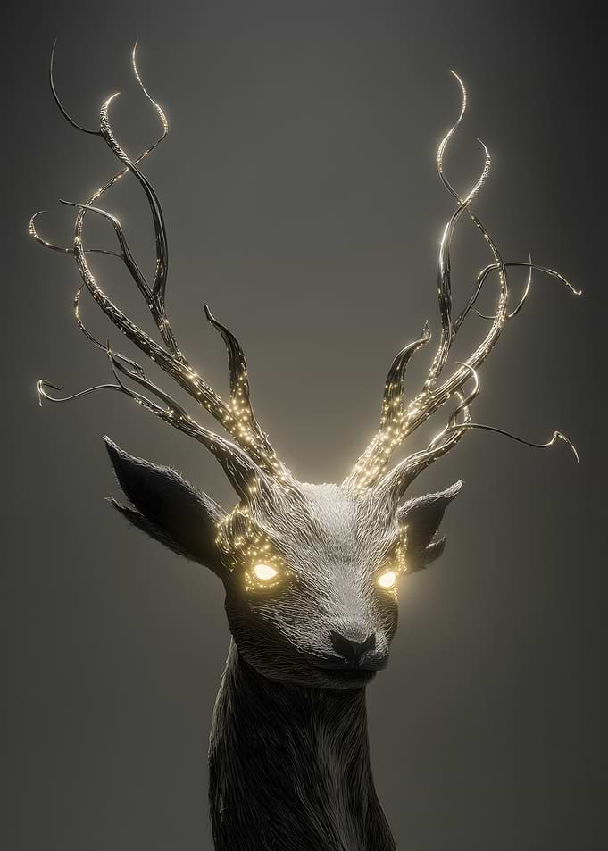 Enchanted Deer with Glowing Antlers