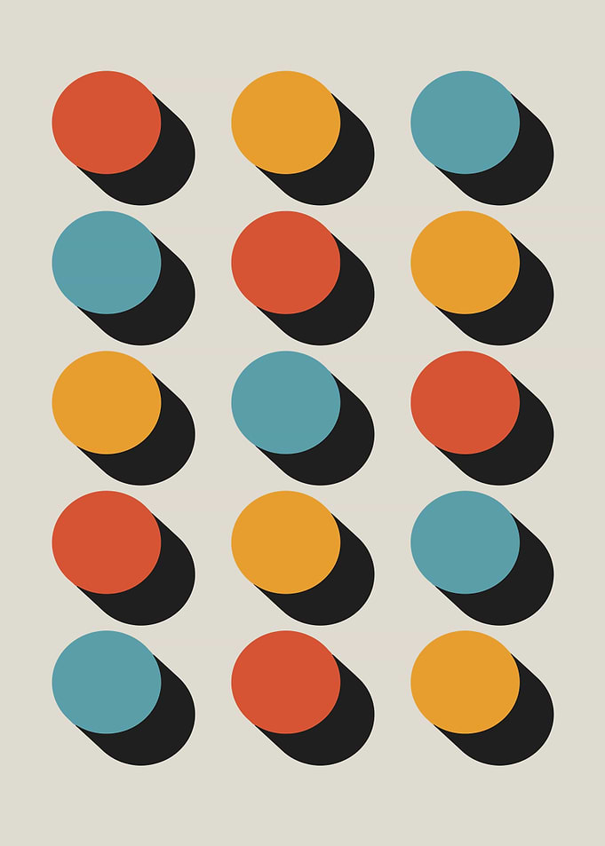 Bauhaus Retro Circles with Shadows