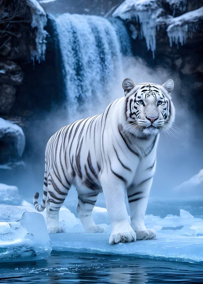 White Tiger in Icy Landscape