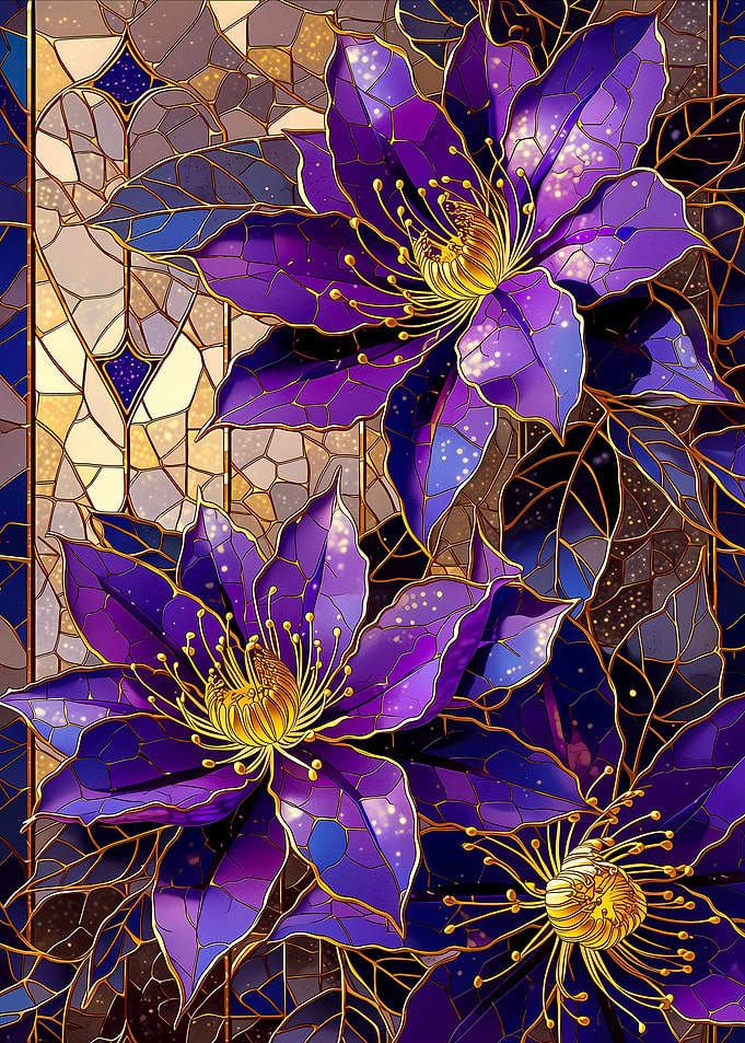Stained Glass Clematis Flowers