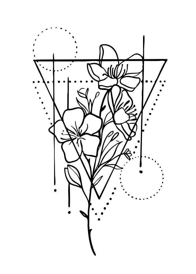 Geometric Floral Line Art