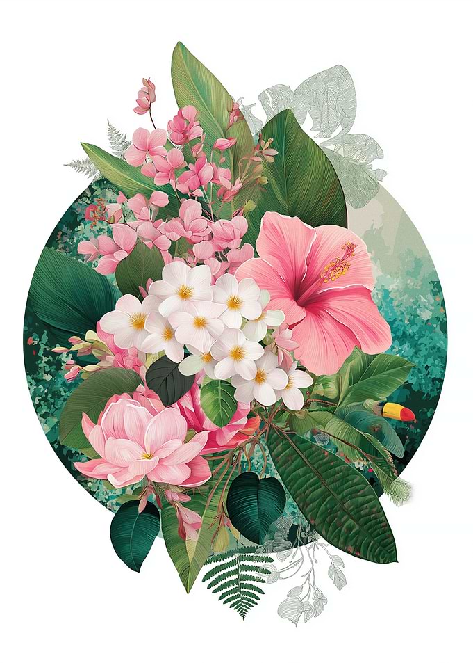 Tropical Floral Arrangement with Toucan