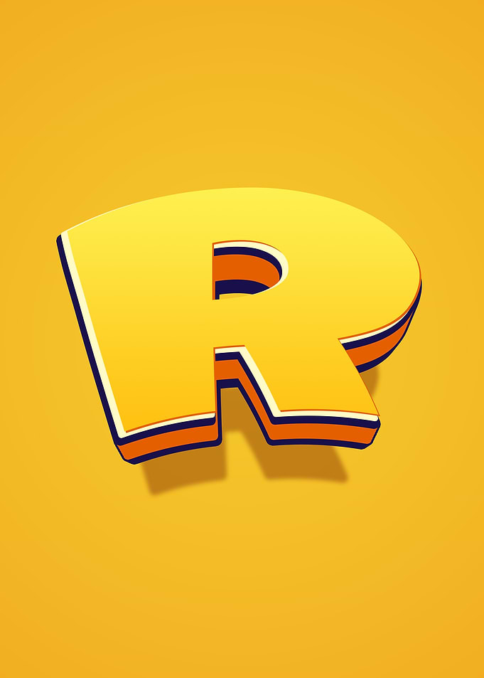 Yellow Letter R 3D Graphic