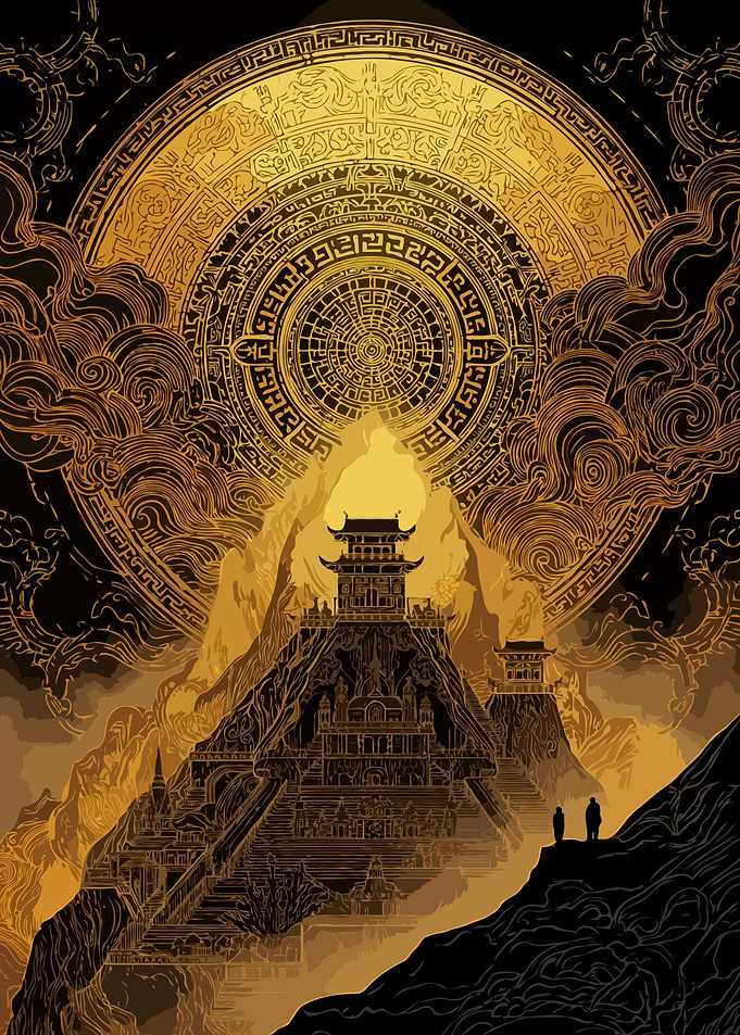Mystical Pagoda Temple on Mountain