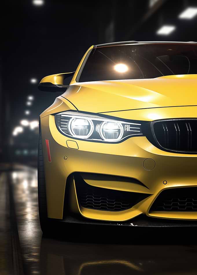 Yellow Sports Car Headlights