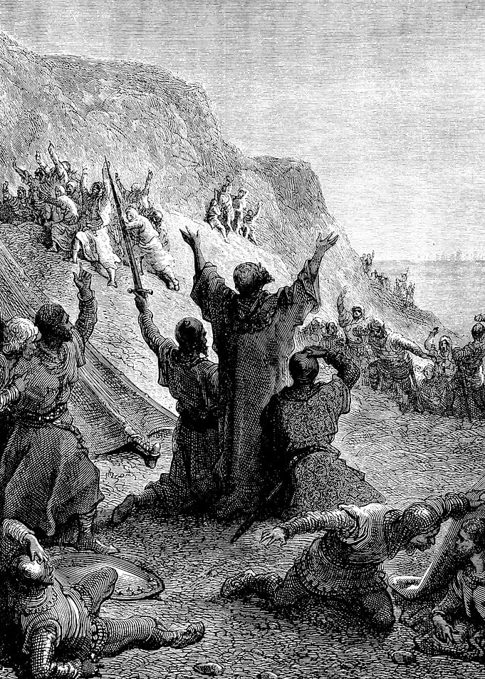 The Siege of Acre Gustave Dore Crusades Engraving