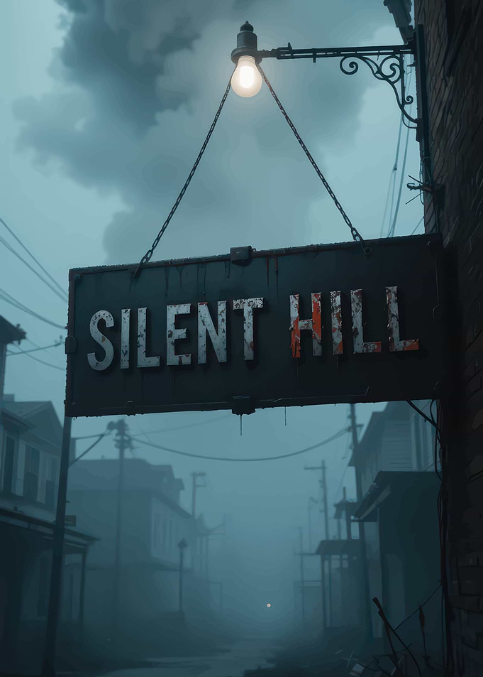 Silent Hill Sign in Foggy Town