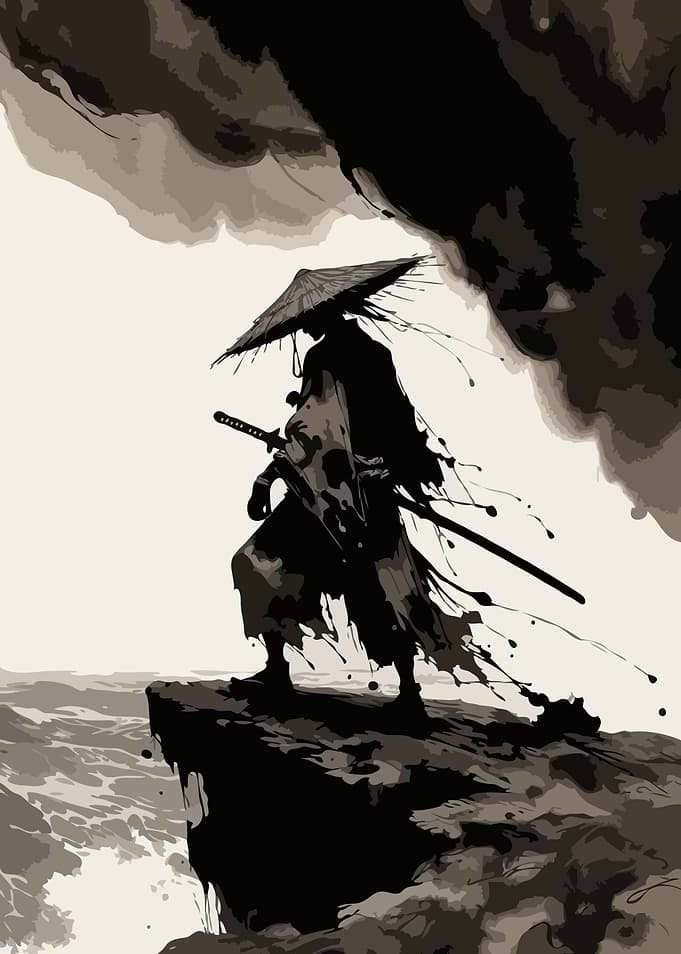 Samurai on a Cliff Fantasy Art