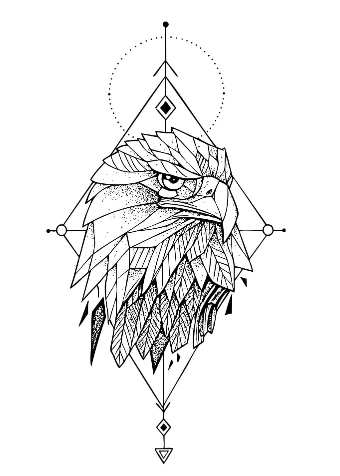 Geometric Eagle Head Tattoo Design