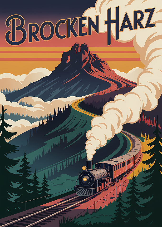 Brocken Harz Vintage Train Poster