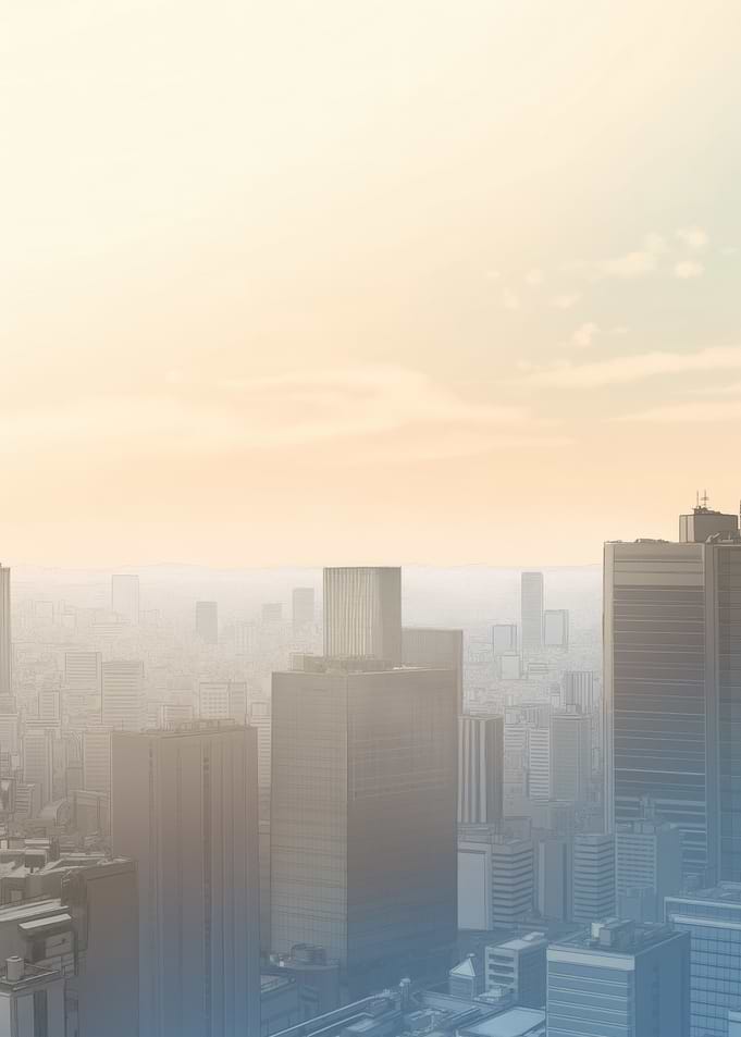 Misty Cityscape at Sunrise