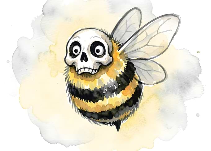 Skull Bee Watercolor Painting
