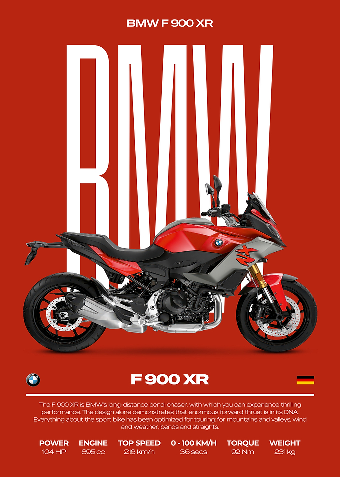 BMW F 900 XR Motorcycle Poster
