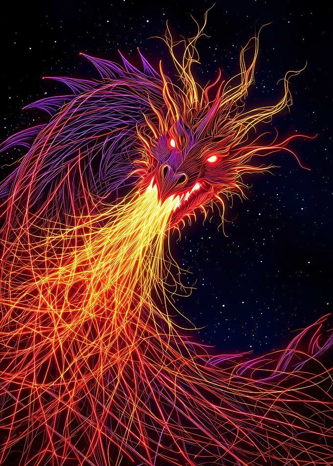 Fiery Dragon Breathing Fire