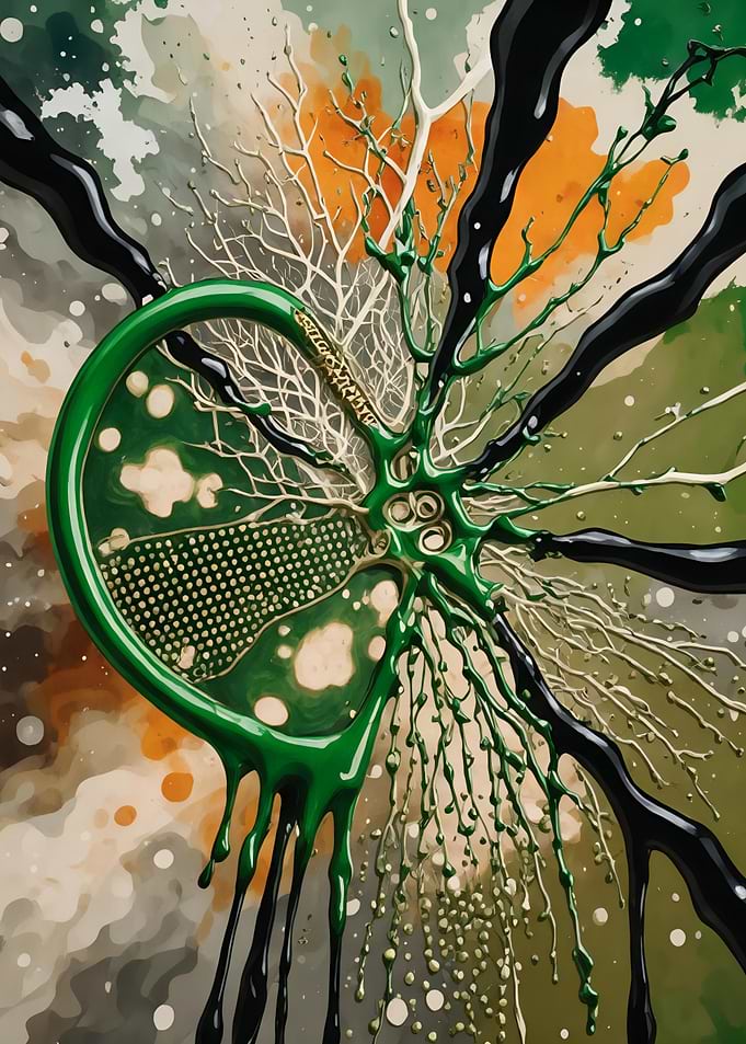 Emerald Nexus – Organic Abstract Form – Abstract Porcelain #136