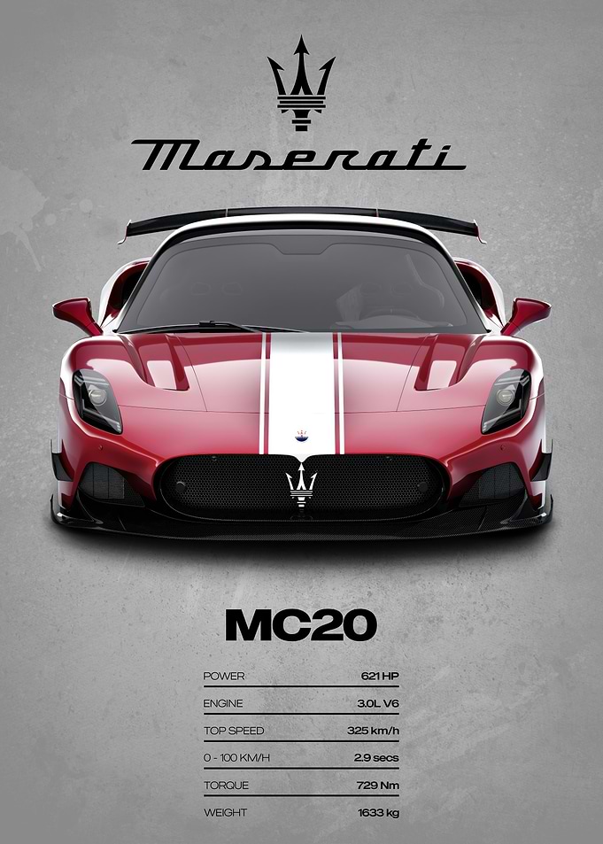 Maserati MC20 Car Poster