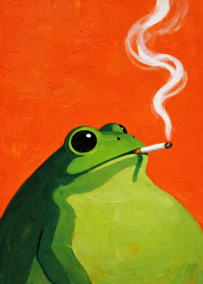 Frog Smoking a Cigarette