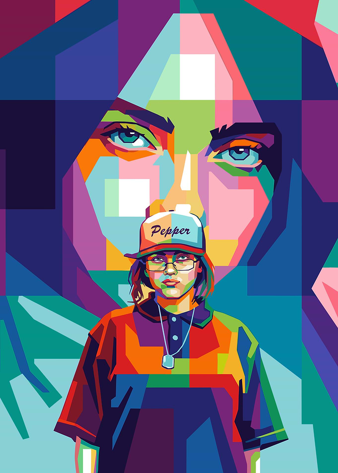 Billie Eilish Pop Art Portrait of a Young Person