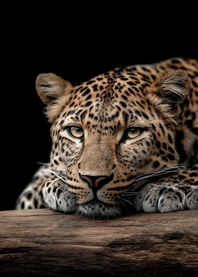 Leopard Resting on Wood