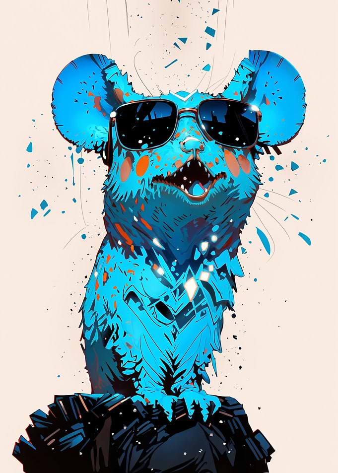 Cool Blue Mouse with Sunglasses