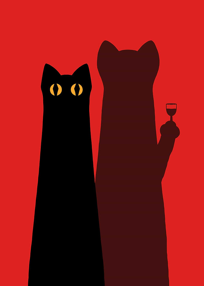 Two cats with wine