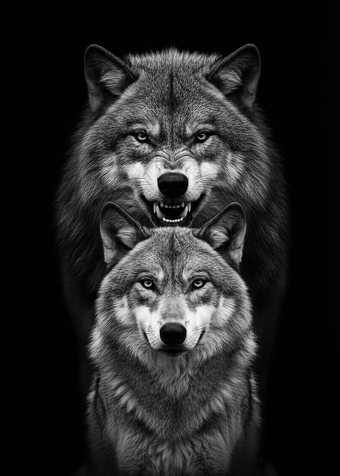 Wolves love in Black and White poster