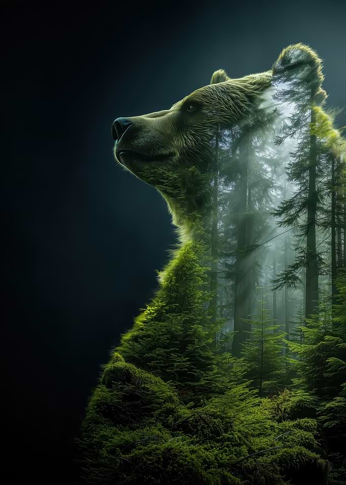 Bear Forest Double Exposure