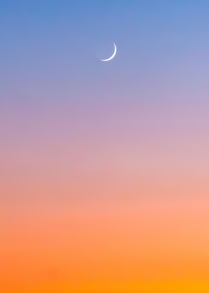 Crescent Moon in Gradient Sky