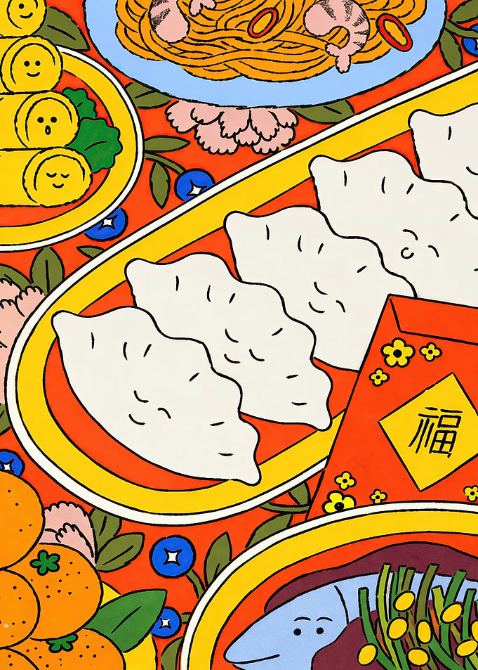 Chinese New Year Food Illustration