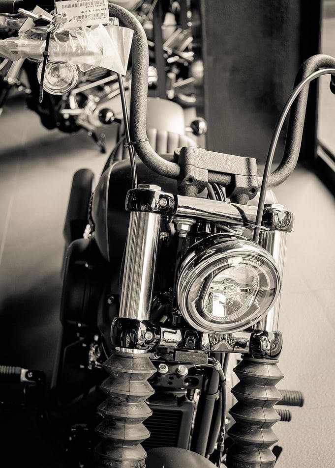Close-up of a Motorcycle Front End