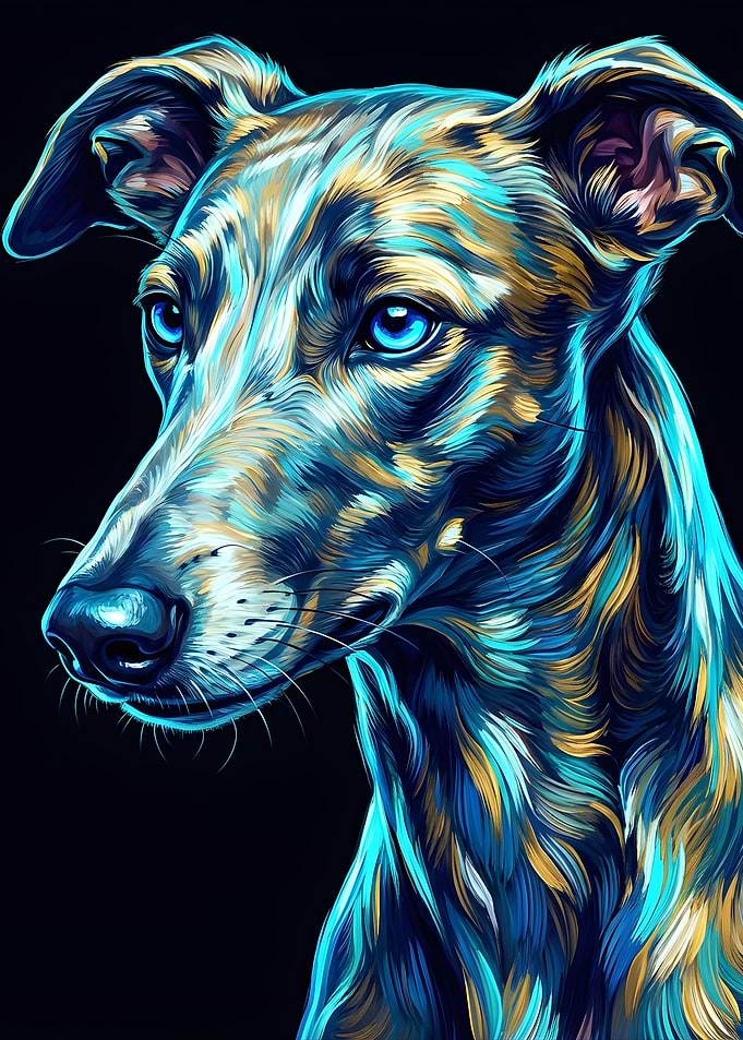 Vibrant Greyhound Portrait