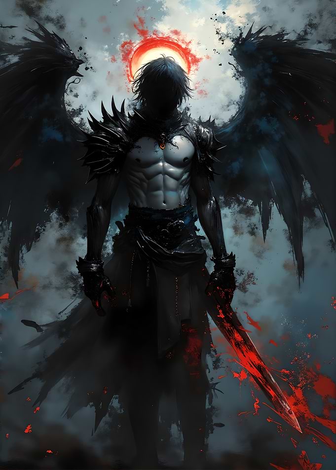 Dark Angel with Bloody Sword