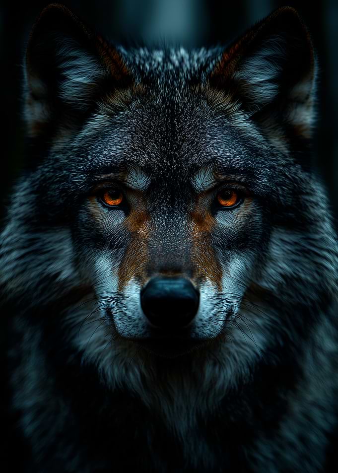 Close-up of a Lone Wolf's Face